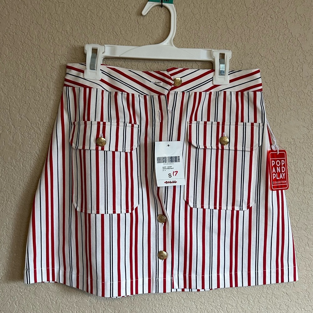 Adorable Red, White and Blue Striped Mini Skirt- Read Description